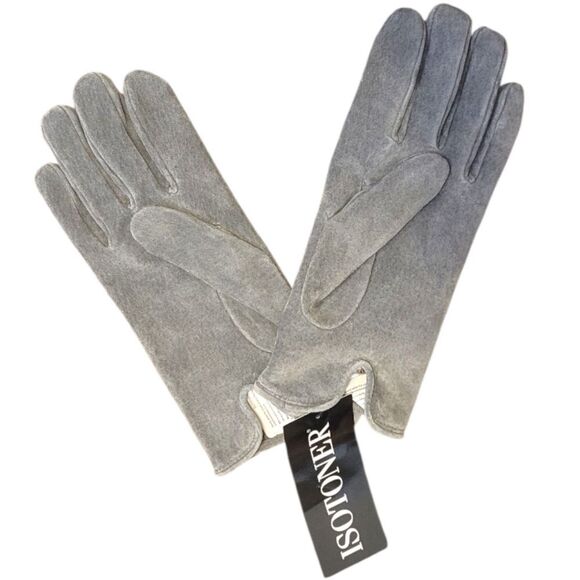 Isotoner Women's Grey Suede Winter Gloves Size M NWT - Picture 2 of 7